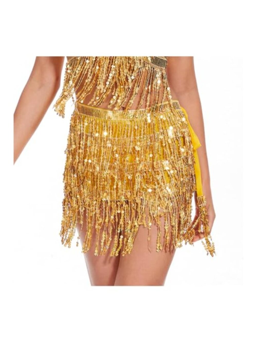 Sequin Chiffon Fringe Wrap Mini Skirt Dance Party Rave Festival Outfit